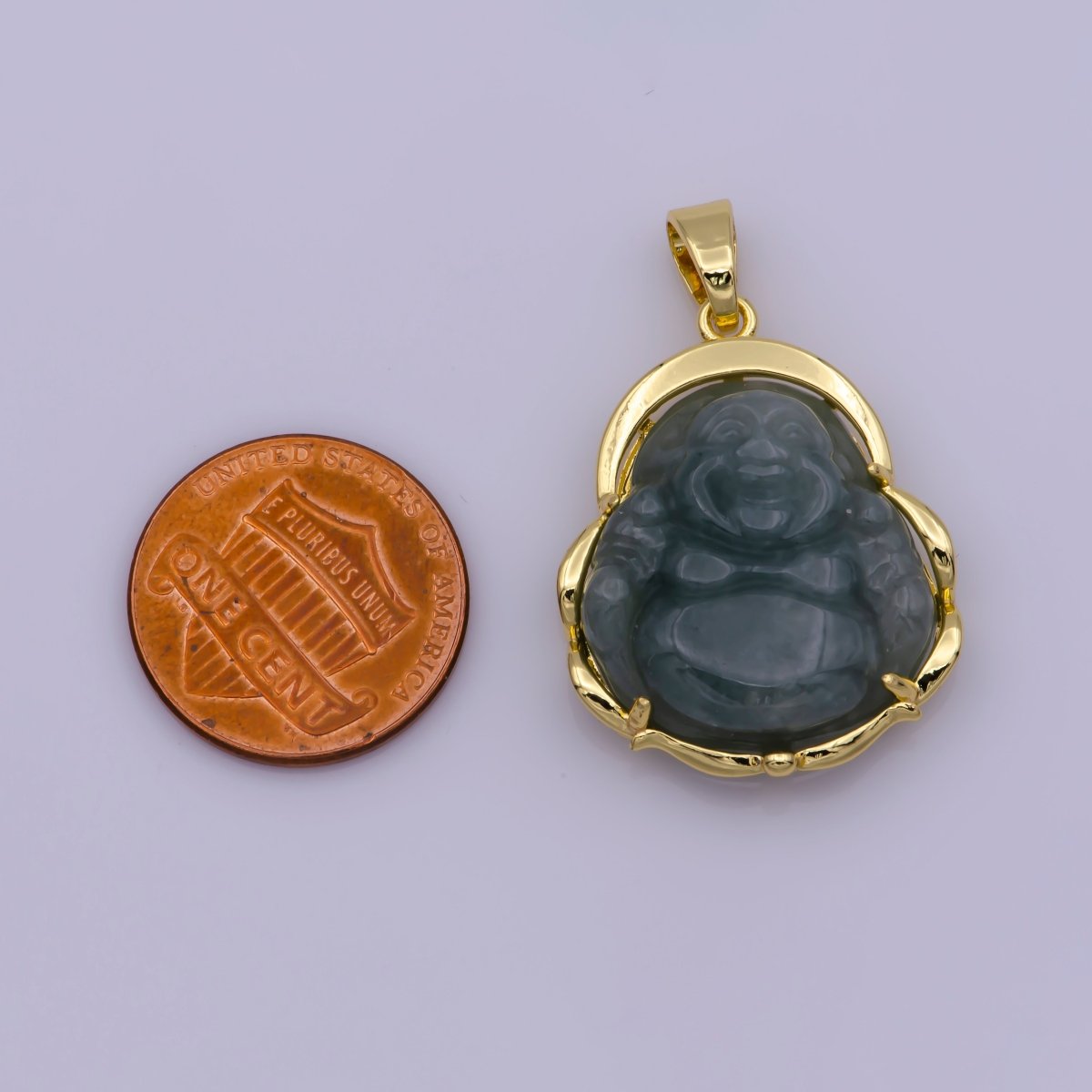 Dainty Green Jade Buddha Pendant Laughing Buddha Charm Lucky Amulet Protection Religious Jewelry Making AH-342 AH-343