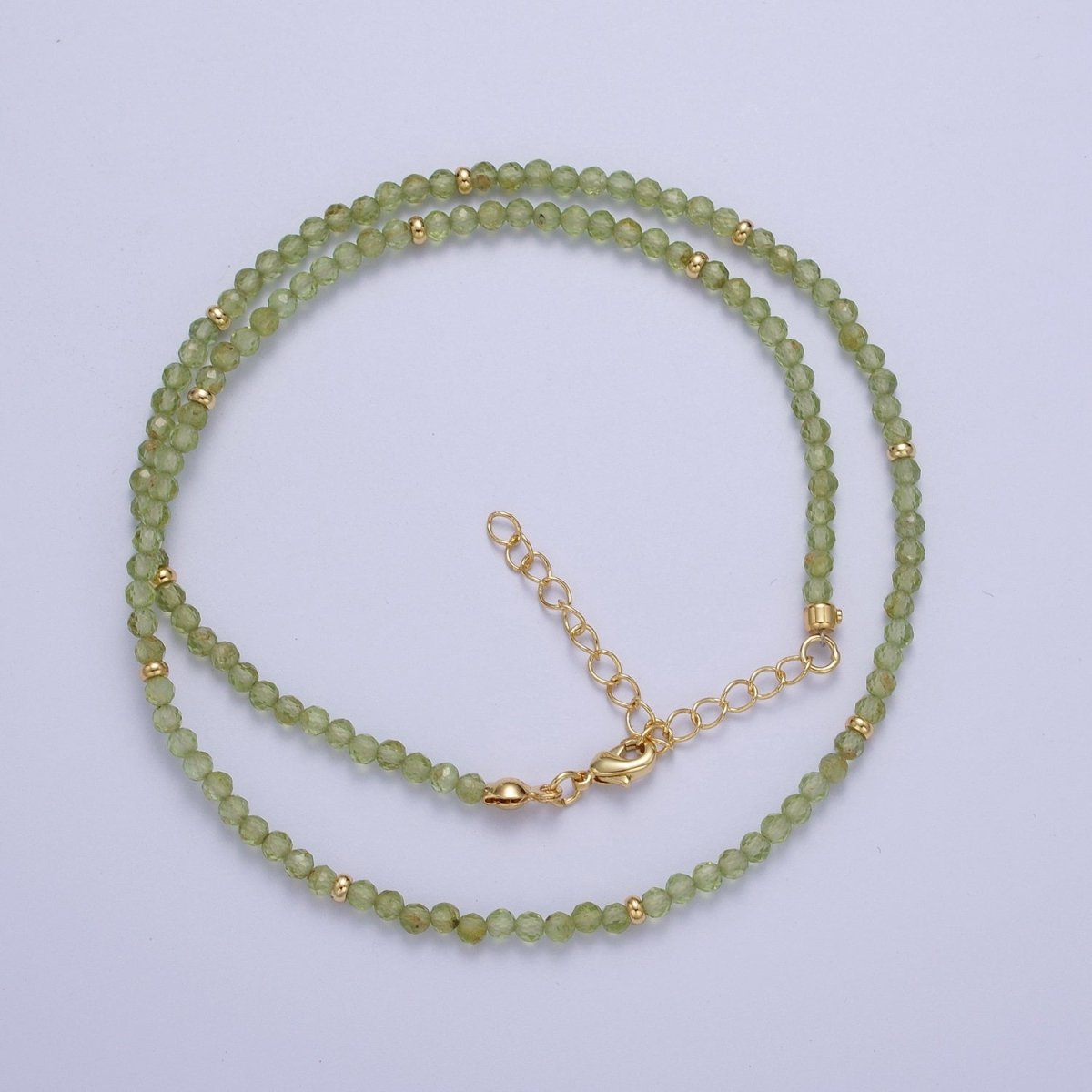 Dainty Green Prehnite Beaded Necklace Ready to Wear 17.5 inch + 1.5 Inch extender | WA-1196 Clearance Pricing