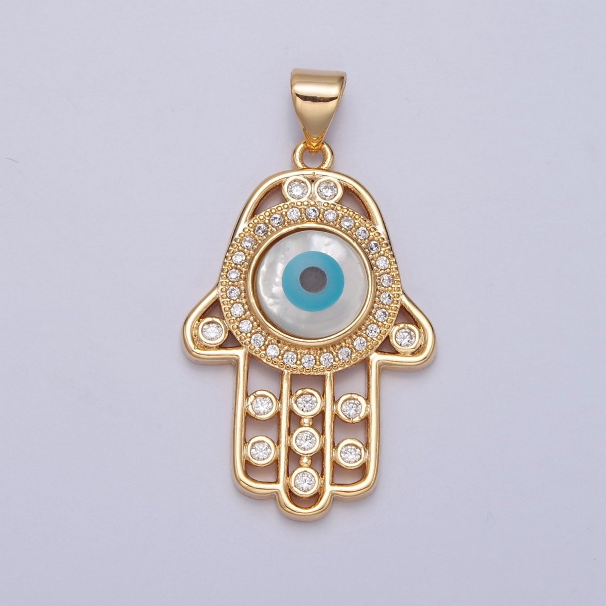 Dainty Hamsa Hand Pendant in 16k Gold Filled J-602 - DLUXCA