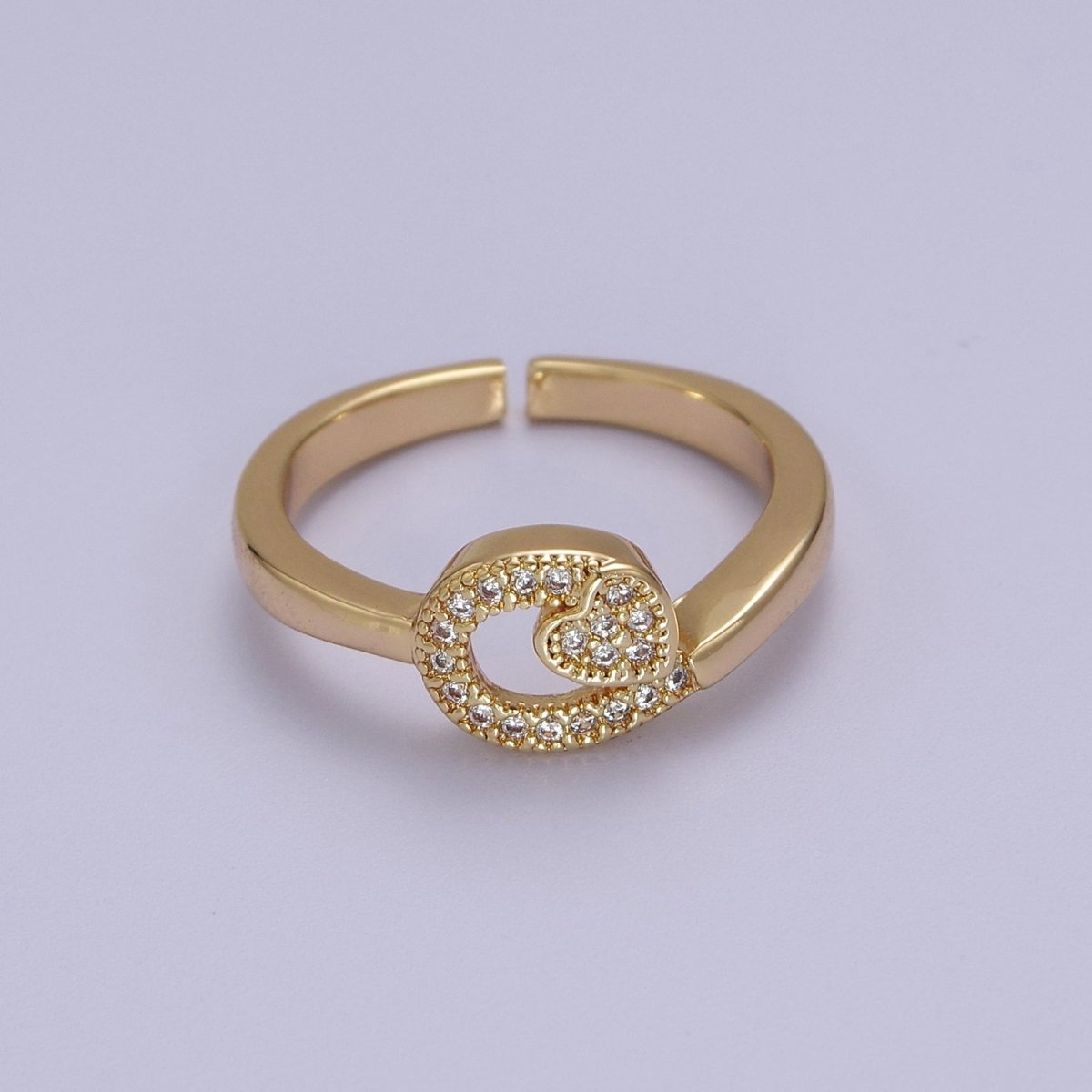 Dainty Heart 14k Gold Filled Ring Clear Micro Pave Cubic Zirconia Setting Dainty Jewelry S-534 - DLUXCA