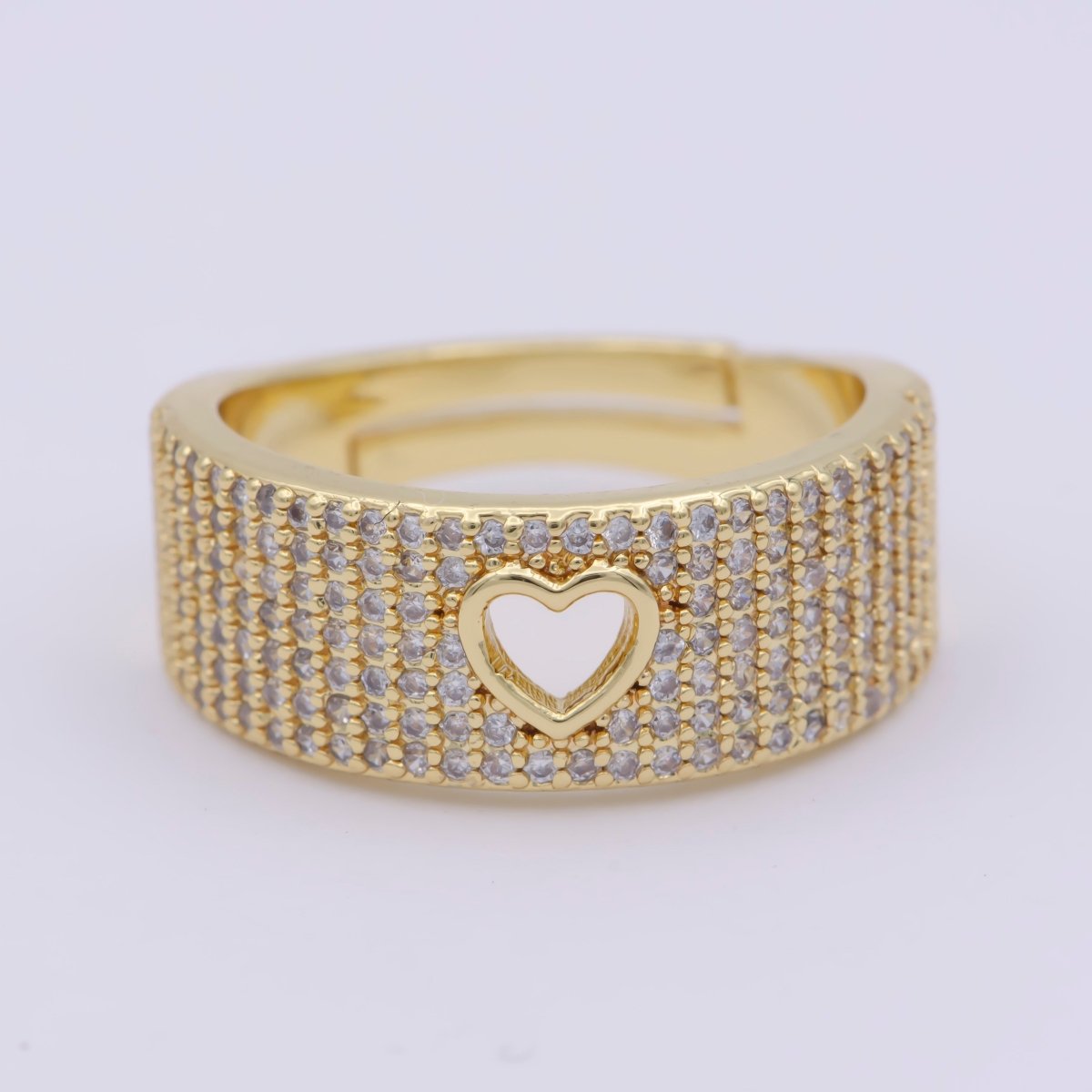 Dainty Heart Adjustable Ring, Gold Cz Dark Ring, Blue Green Purple Teal Stone Heart Jewelry Trend | O-460 ~  O-464