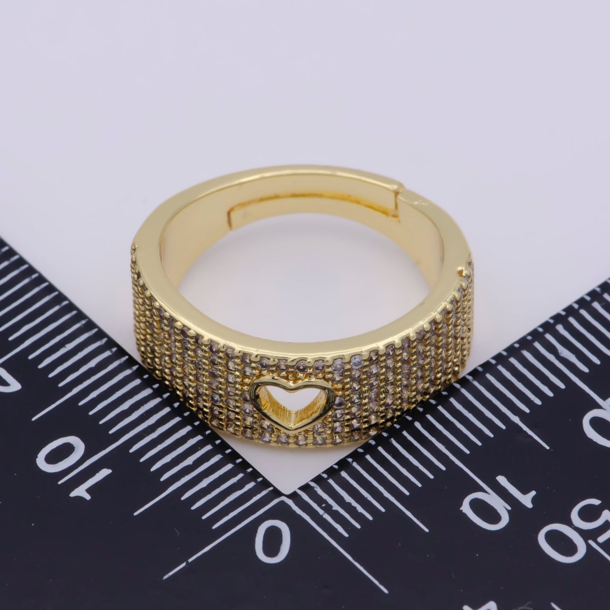 Dainty Heart Adjustable Ring, Gold Cz Dark Ring, Blue Green Purple Teal Stone Heart Jewelry Trend | O-460 ~  O-464