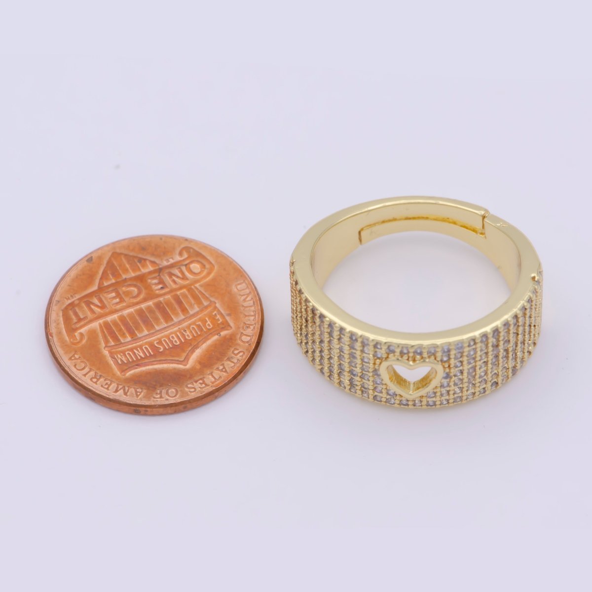 Dainty Heart Adjustable Ring, Gold Cz Dark Ring, Blue Green Purple Teal Stone Heart Jewelry Trend | O-460 ~  O-464
