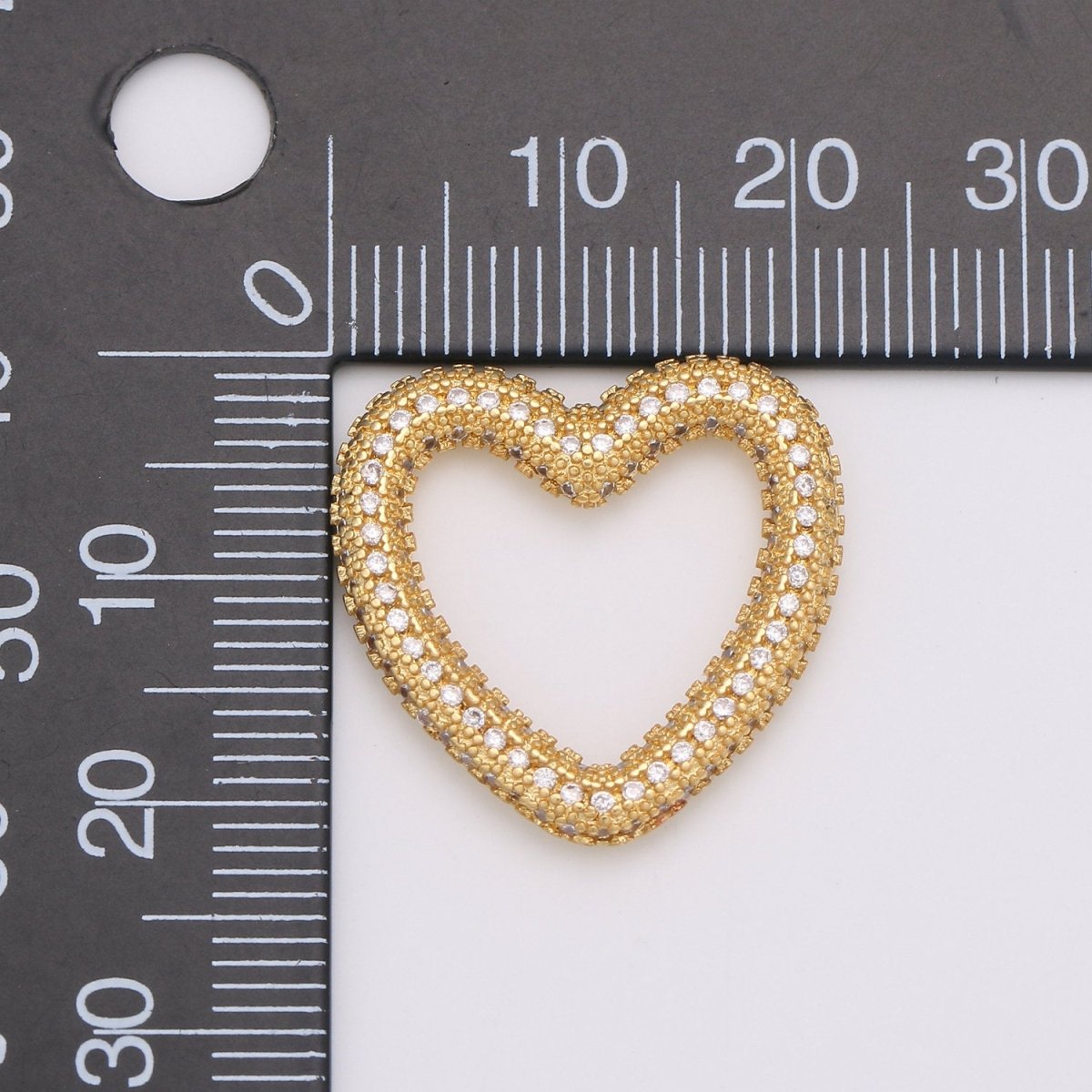Dainty Heart Charm in Gold Filled - White Gold Filled Love Jewelry Micro Pave Heart Pendant 25X23mm, K-591 K-592