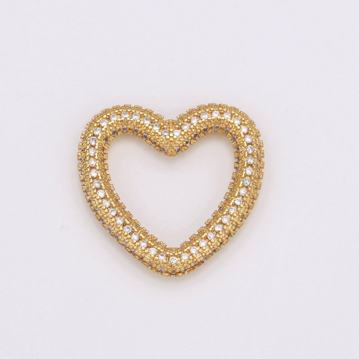 Dainty Heart Charm in Gold Filled - White Gold Filled Love Jewelry Micro Pave Heart Pendant 25X23mm, K-591 K-592