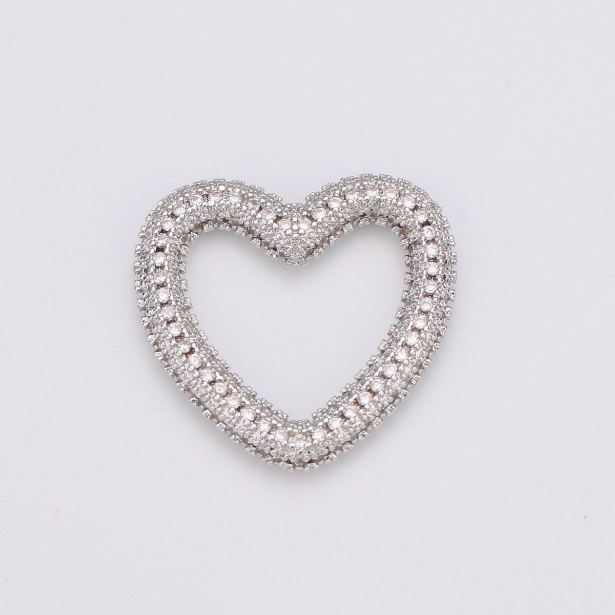 Dainty Heart Charm in Gold Filled - White Gold Filled Love Jewelry Micro Pave Heart Pendant 25X23mm, K-591 K-592