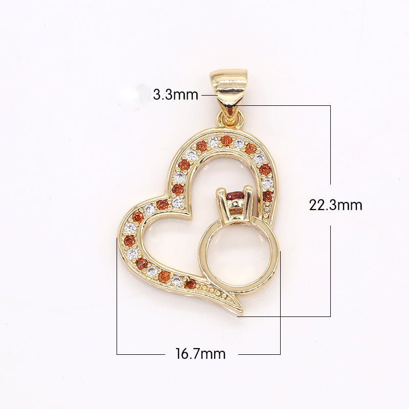 Dainty Heart Charm Love Gold Cubic CZ Pendant GP364 - DLUXCA