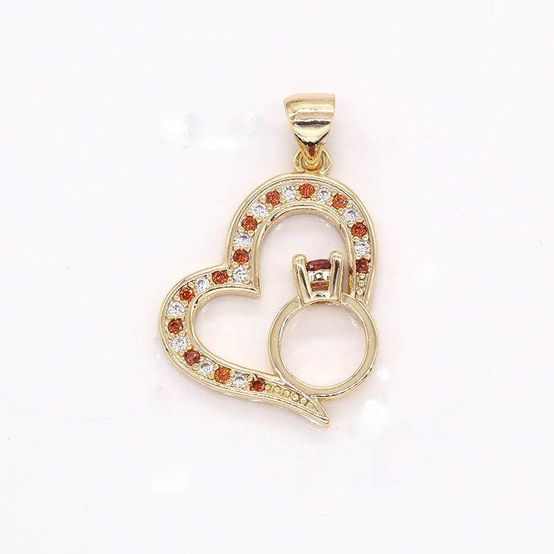 Dainty Heart Charm Love Gold Cubic CZ Pendant GP364 - DLUXCA