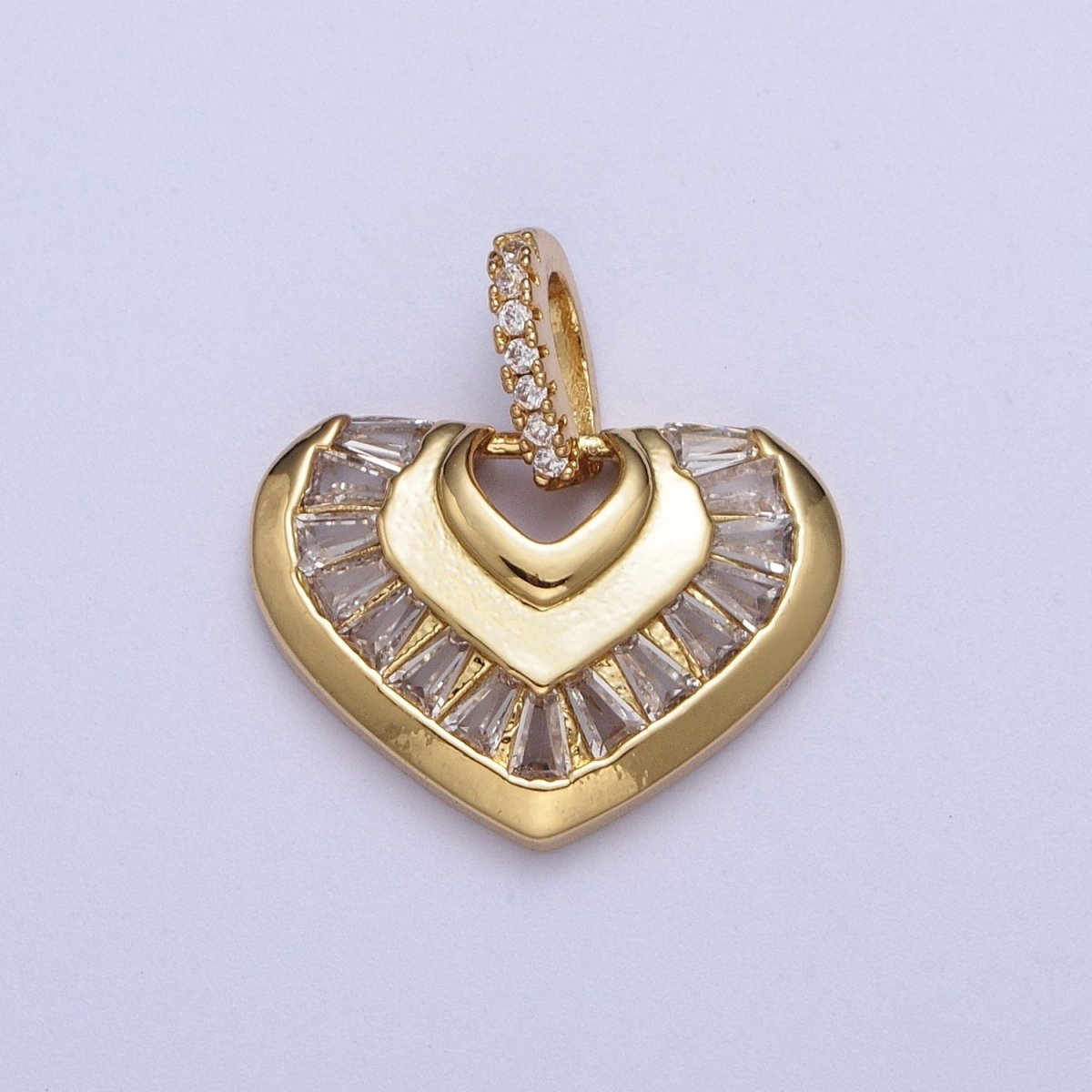 Dainty Heart Charm with Clear Cz Stone for Love Pendant Necklace Bracelet Supply X-534 - DLUXCA