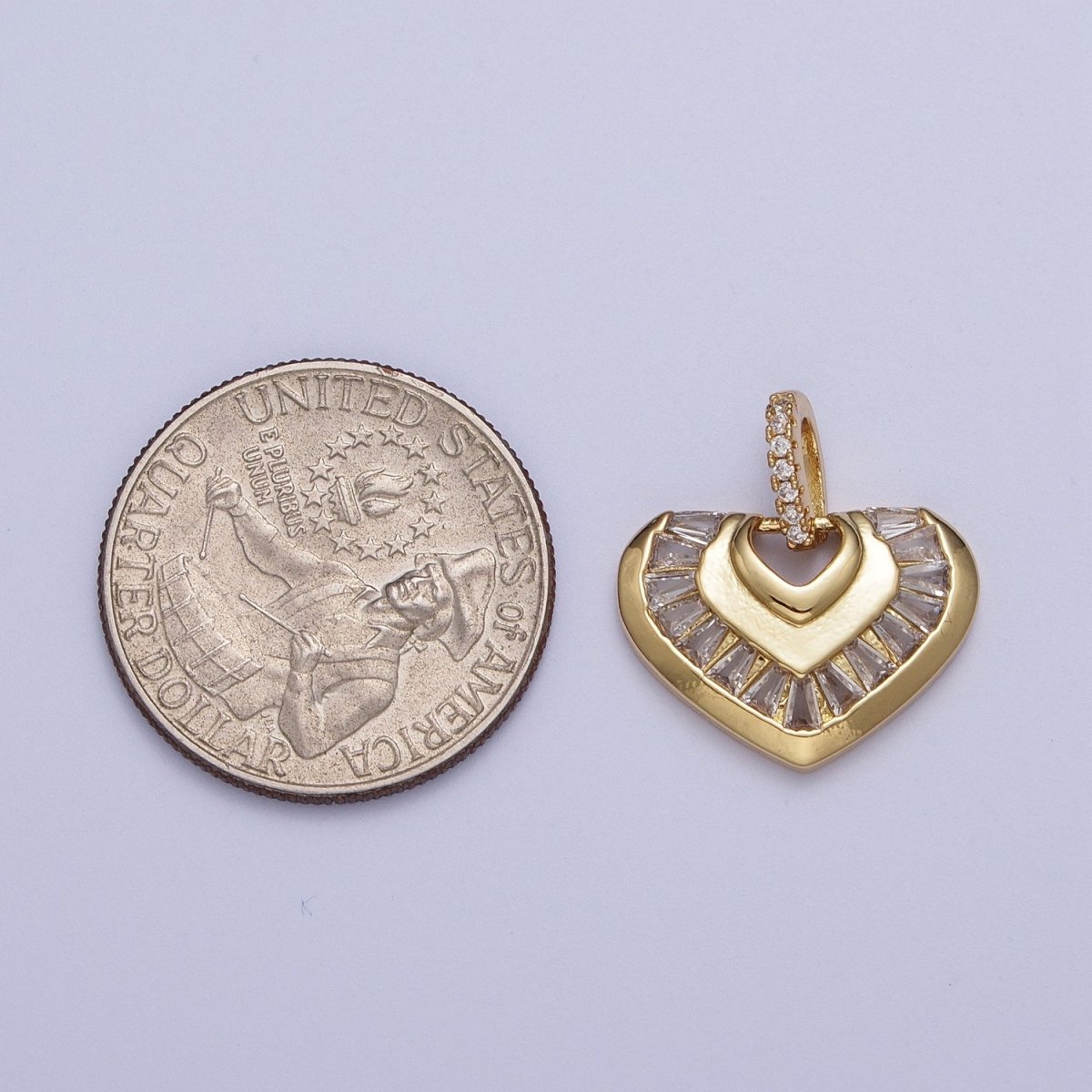 Dainty Heart Charm with Clear Cz Stone for Love Pendant Necklace Bracelet Supply X-534 - DLUXCA