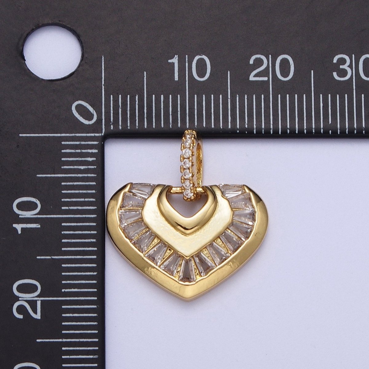 Dainty Heart Charm with Clear Cz Stone for Love Pendant Necklace Bracelet Supply X-534 - DLUXCA