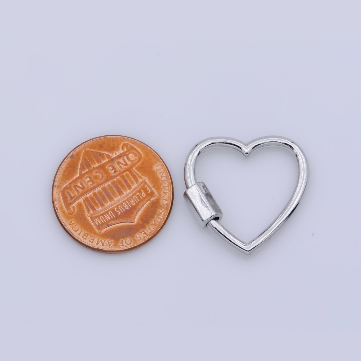 Dainty Heart Clasp in Gold Filled - White Gold Filled Love with Screw On Mechanism carabiner clasp Bracelet Clasp 20mmx19mm K-265