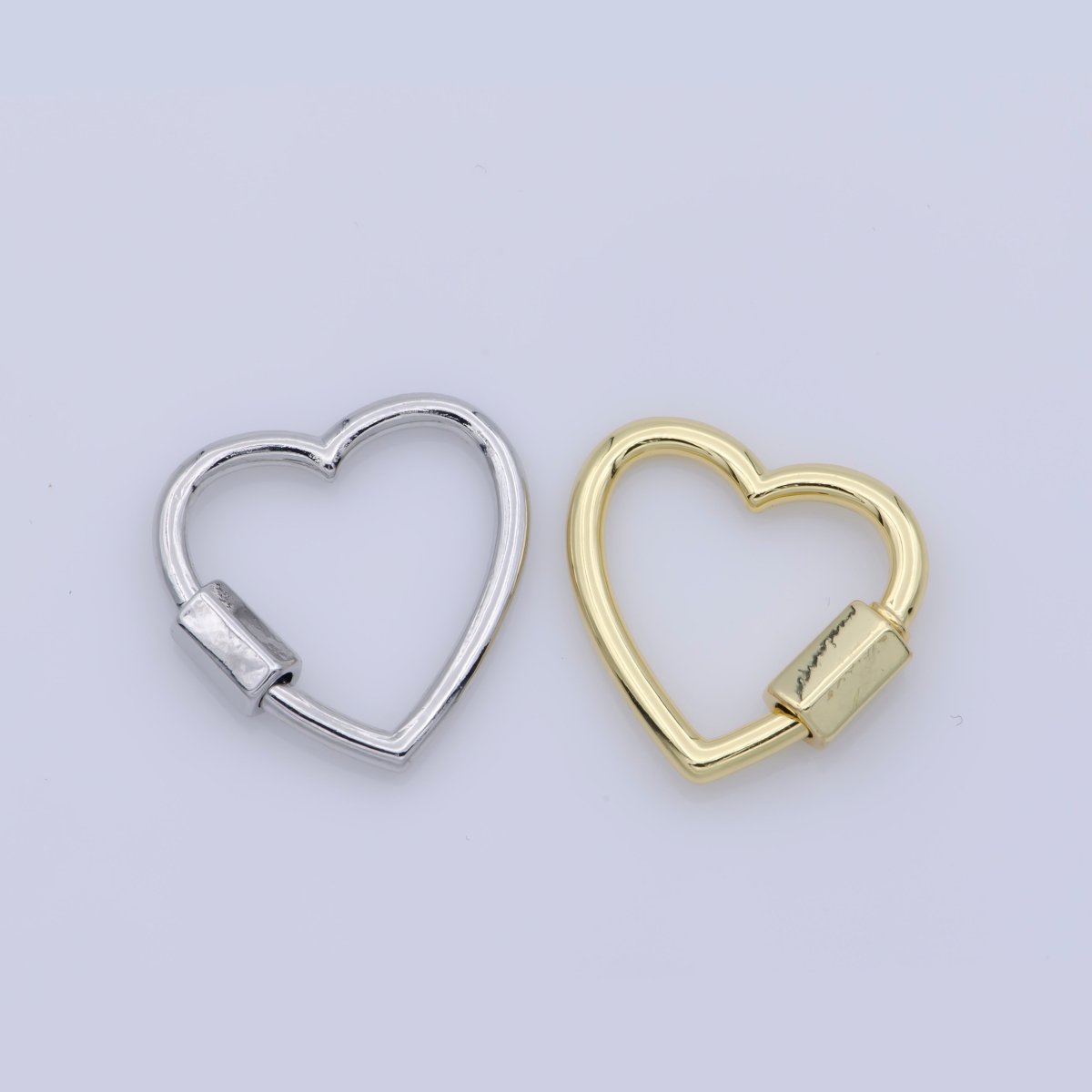 Dainty Heart Clasp in Gold Filled - White Gold Filled Love with Screw On Mechanism carabiner clasp Bracelet Clasp 20mmx19mm K-265