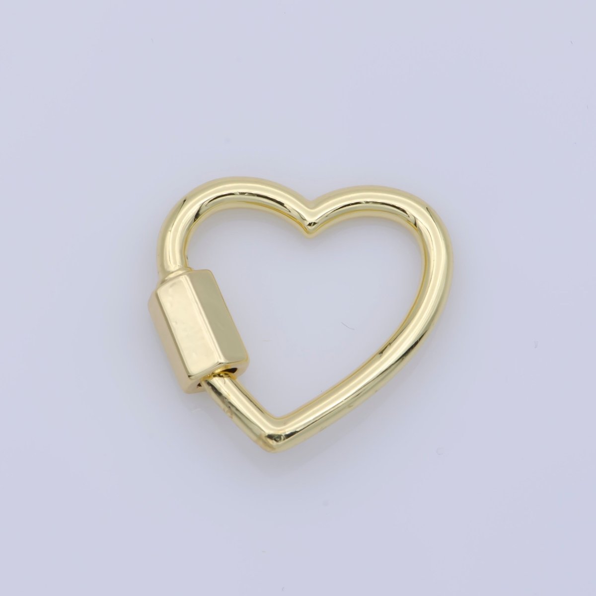 Dainty Heart Clasp in Gold Filled - White Gold Filled Love with Screw On Mechanism carabiner clasp Bracelet Clasp 20mmx19mm K-265