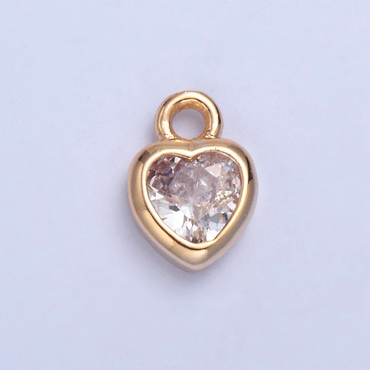 Dainty Heart Clear Cubic Zirconia CZ Charm For Jewelry Making | X-133 - DLUXCA