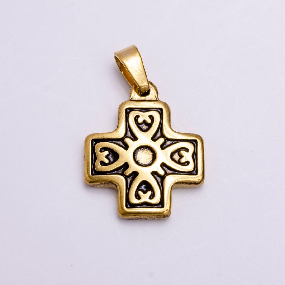 Dainty Heart Cross Charm Antique Silver Tone / Antique Gold Pendant for Necklace Earring Supply J-756