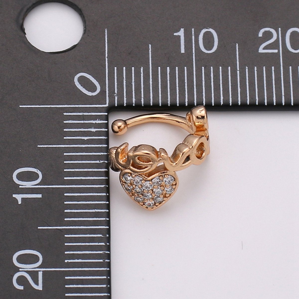 18K Gold Filled Black, Clear, Multicolor Micro Paved CZ Heart "Love" Script Ear Cuff Earrings Set | AI123 - AI125