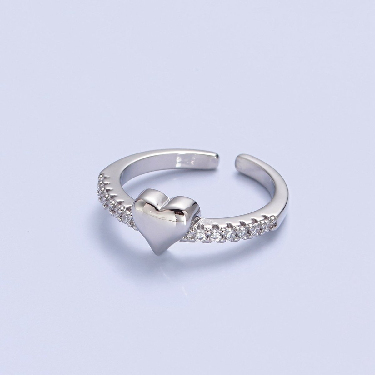 Dainty Heart Pave Ring Gold Silver CZ Ring Minimalist Jewelry O-2206 O-2207