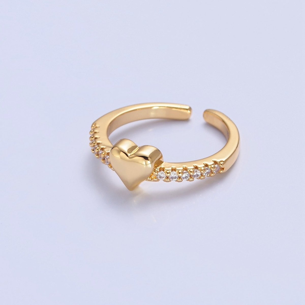 Dainty Heart Pave Ring Gold Silver CZ Ring Minimalist Jewelry O-2206 O-2207