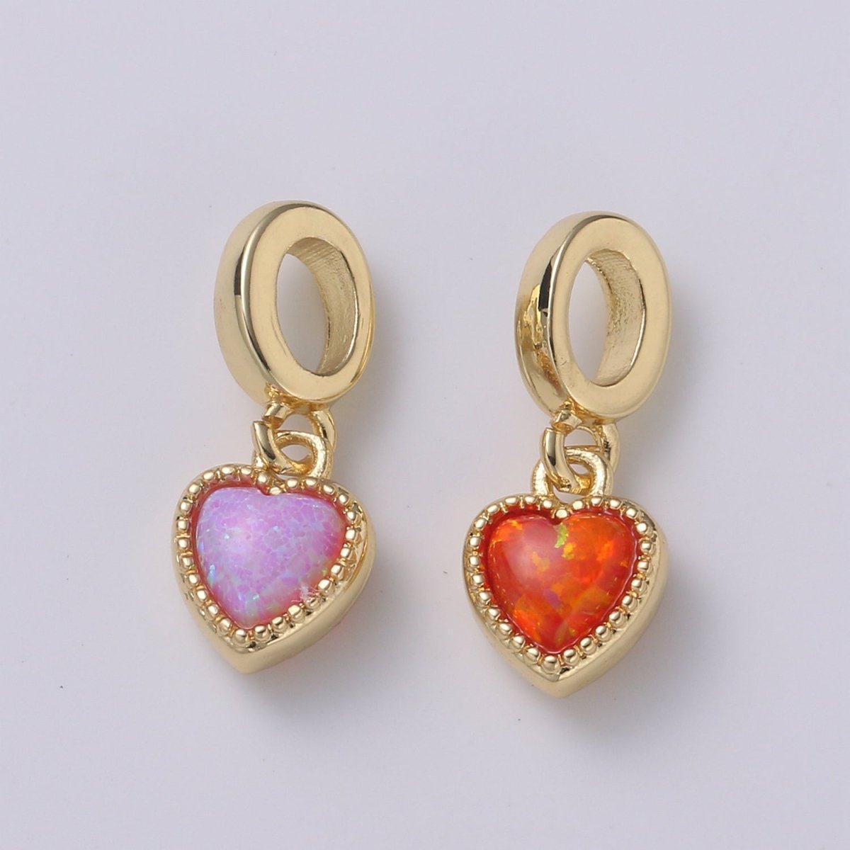 Dainty Heart Pendant 14K Gold Filled Opal Pendant for Love necklace Opal Charm Birthstone Cubic Zirconia Geometri Bezel Charm H-527 H-533