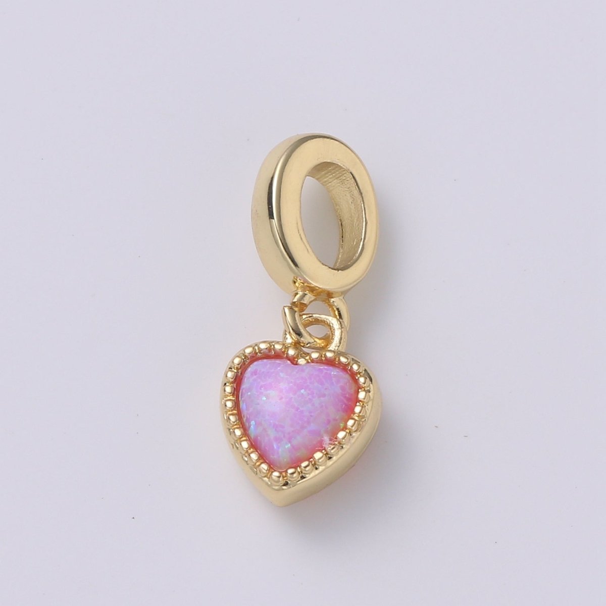 Dainty Heart Pendant 14K Gold Filled Opal Pendant for Love necklace Opal Charm Birthstone Cubic Zirconia Geometri Bezel Charm H-527 H-533