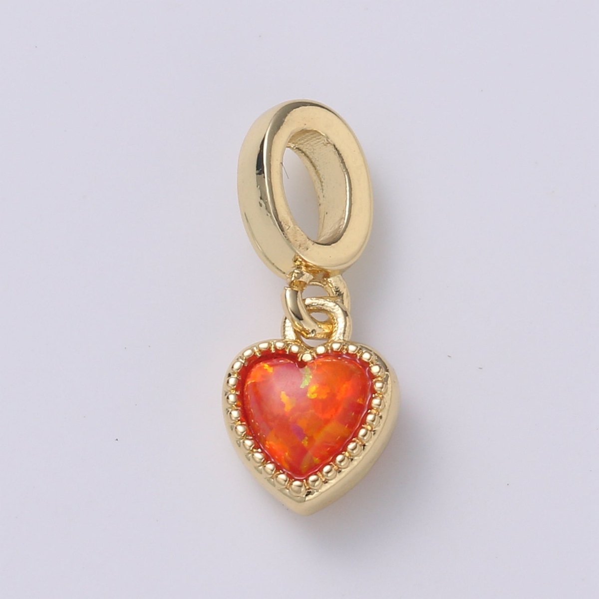 Dainty Heart Pendant 14K Gold Filled Opal Pendant for Love necklace Opal Charm Birthstone Cubic Zirconia Geometri Bezel Charm H-527 H-533