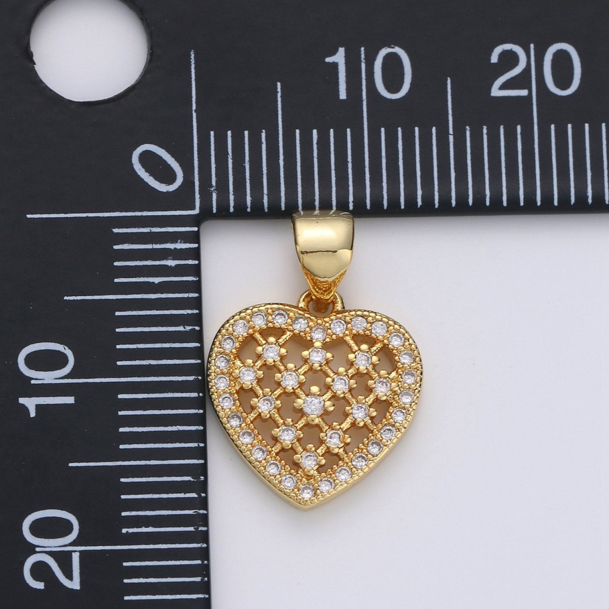 Dainty Heart Pendant Cubic Heart charm, Love Pendant Jewelry in 14k Gold Filled I-666 - DLUXCA