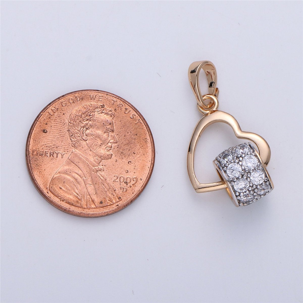 Dainty Heart Pendant Micro Pave Love Jewelry Necklace Pendant 25x14mm I-262 - DLUXCA