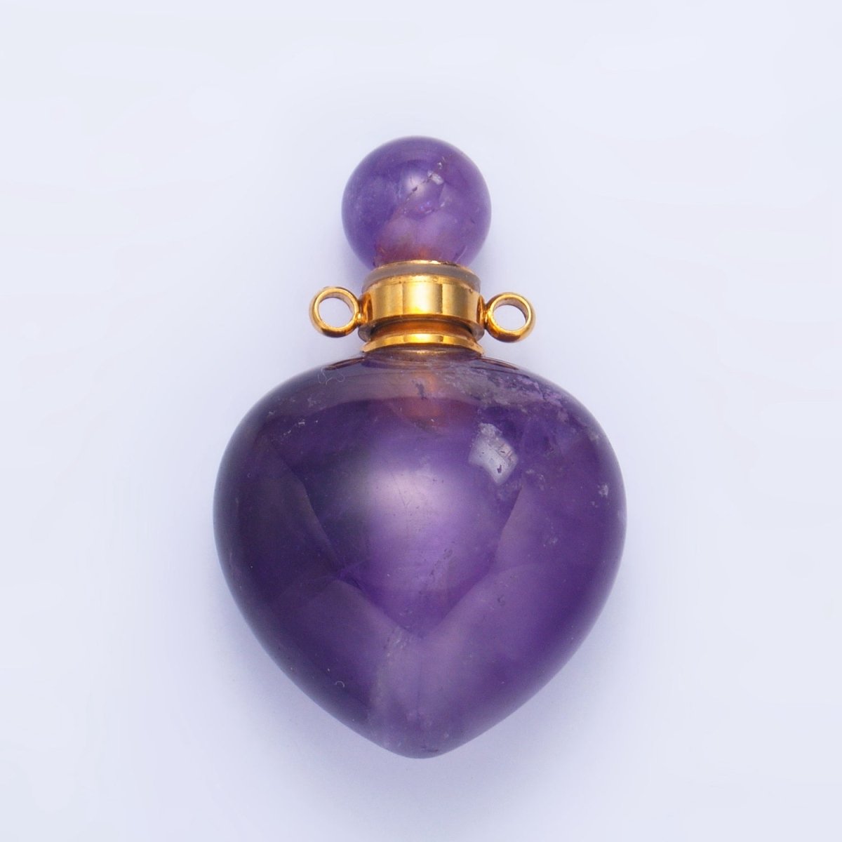 Dainty Heart Perfume Bottle Charm Rose Quartz Amethyst Aventurine Gemstone Essential Oil Bottle Pendant