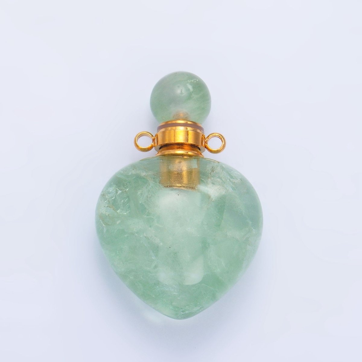Dainty Heart Perfume Bottle Charm Rose Quartz Amethyst Aventurine Gemstone Essential Oil Bottle Pendant