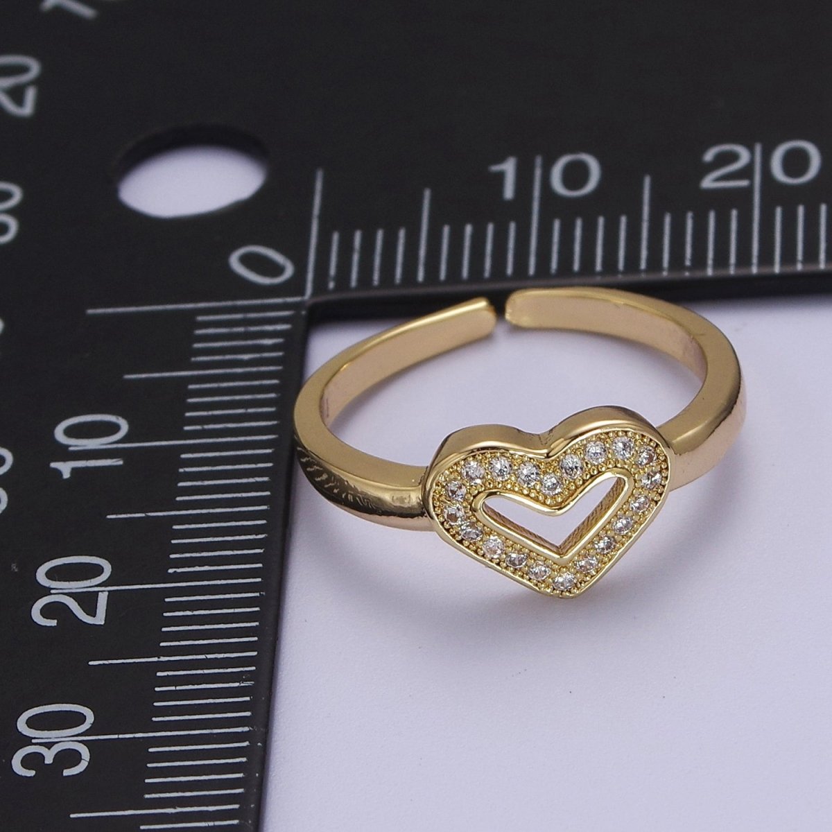 Dainty Heart Ring Mini Gold Filled Heart Ring Stackable Jewelry Rings Open Adjustable O2031 - DLUXCA