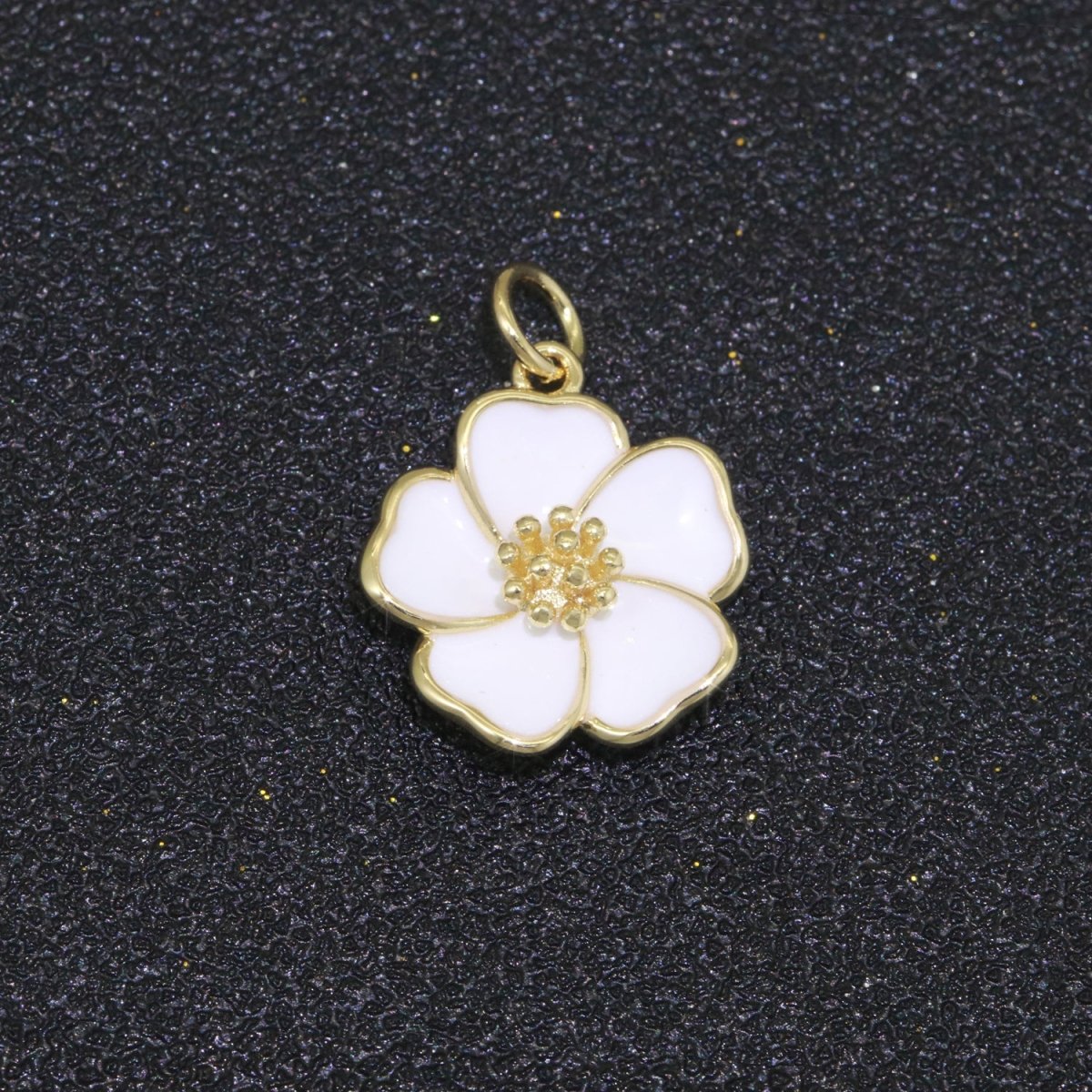 Dainty Hibiscus Charm Tropical Flower Gold Filled Enamel Charm Hawaiian Inspired Jewelry Pendant for Necklace Bracelet Earring Component M-505 M-506 M-507