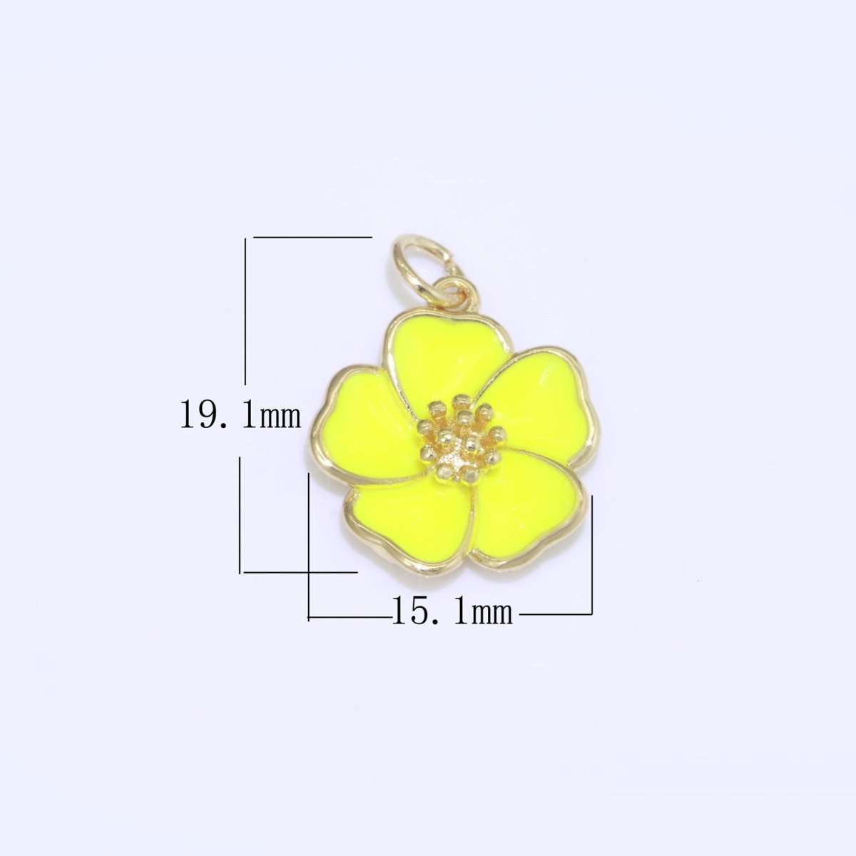 Dainty Hibiscus Charm Tropical Flower Gold Filled Enamel Charm Hawaiian Inspired Jewelry Pendant for Necklace Bracelet Earring Component M-505 M-506 M-507