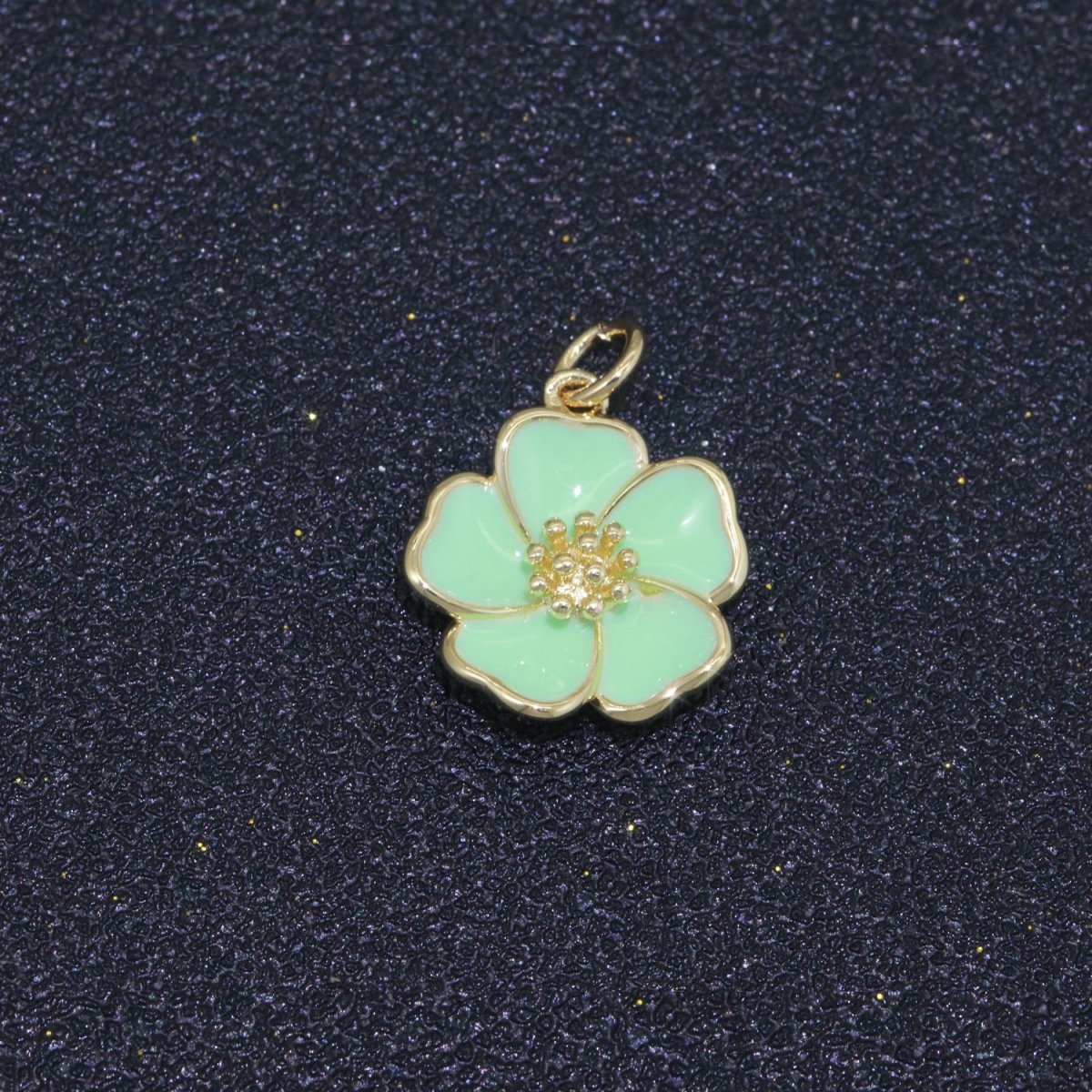 Dainty Hibiscus Charm Tropical Flower Gold Filled Enamel Charm Hawaiian Inspired Jewelry Pendant for Necklace Bracelet Earring Component M-505 M-506 M-507