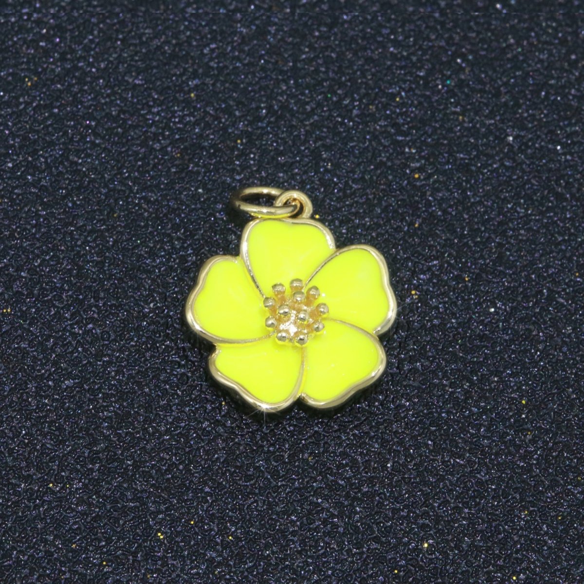 Dainty Hibiscus Charm Tropical Flower Gold Filled Enamel Charm Hawaiian Inspired Jewelry Pendant for Necklace Bracelet Earring Component M-505 M-506 M-507