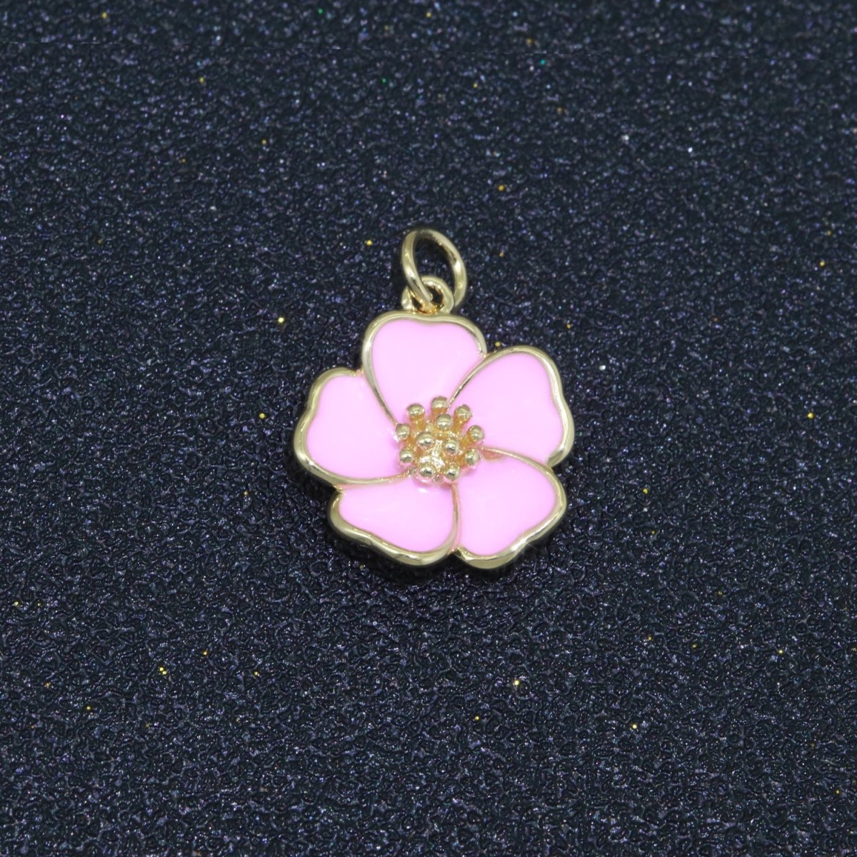 Dainty Hibiscus Charm Tropical Flower Gold Filled Enamel Charm Hawaiian Inspired Jewelry Pendant for Necklace Bracelet Earring Component M-505 M-506 M-507