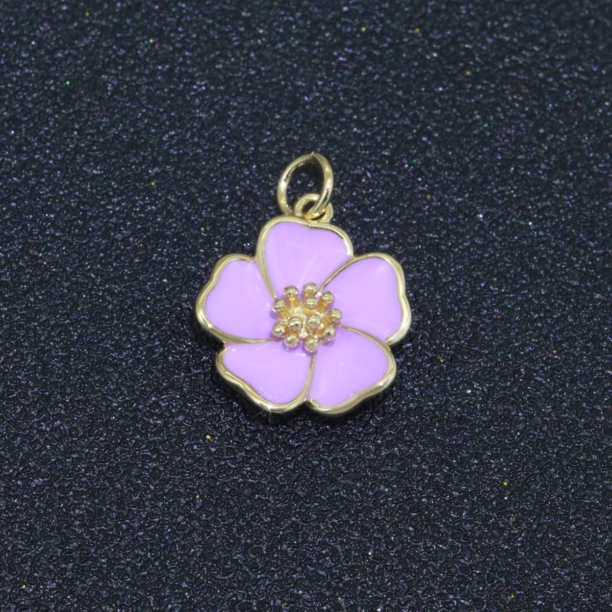 Dainty Hibiscus Charm Tropical Flower Gold Filled Enamel Charm Hawaiian Inspired Jewelry Pendant for Necklace Bracelet Earring Component M-505 M-506 M-507