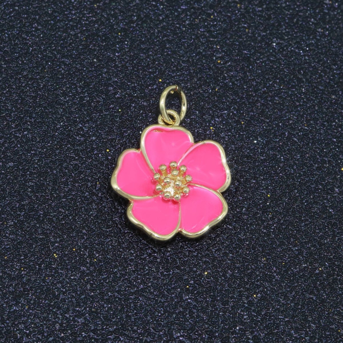 Dainty Hibiscus Charm Tropical Flower Gold Filled Enamel Charm Hawaiian Inspired Jewelry Pendant for Necklace Bracelet Earring Component M-505 M-506 M-507