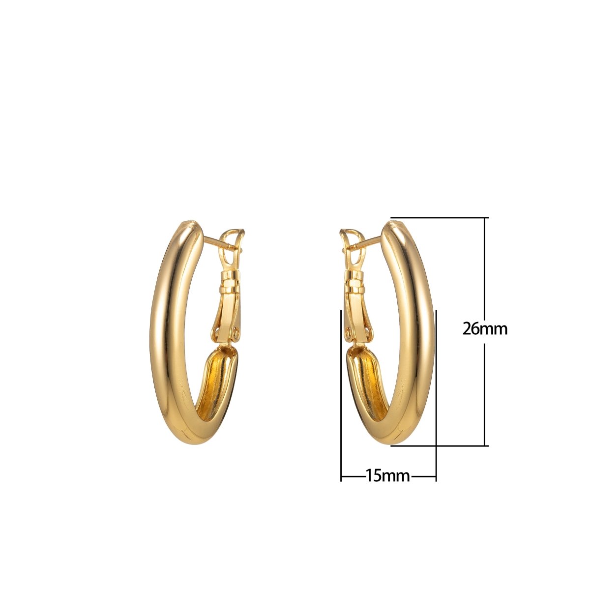 Dainty Hoop Earring Gold Filled 15mm Thin Hoops lever back earring P-183 P-184