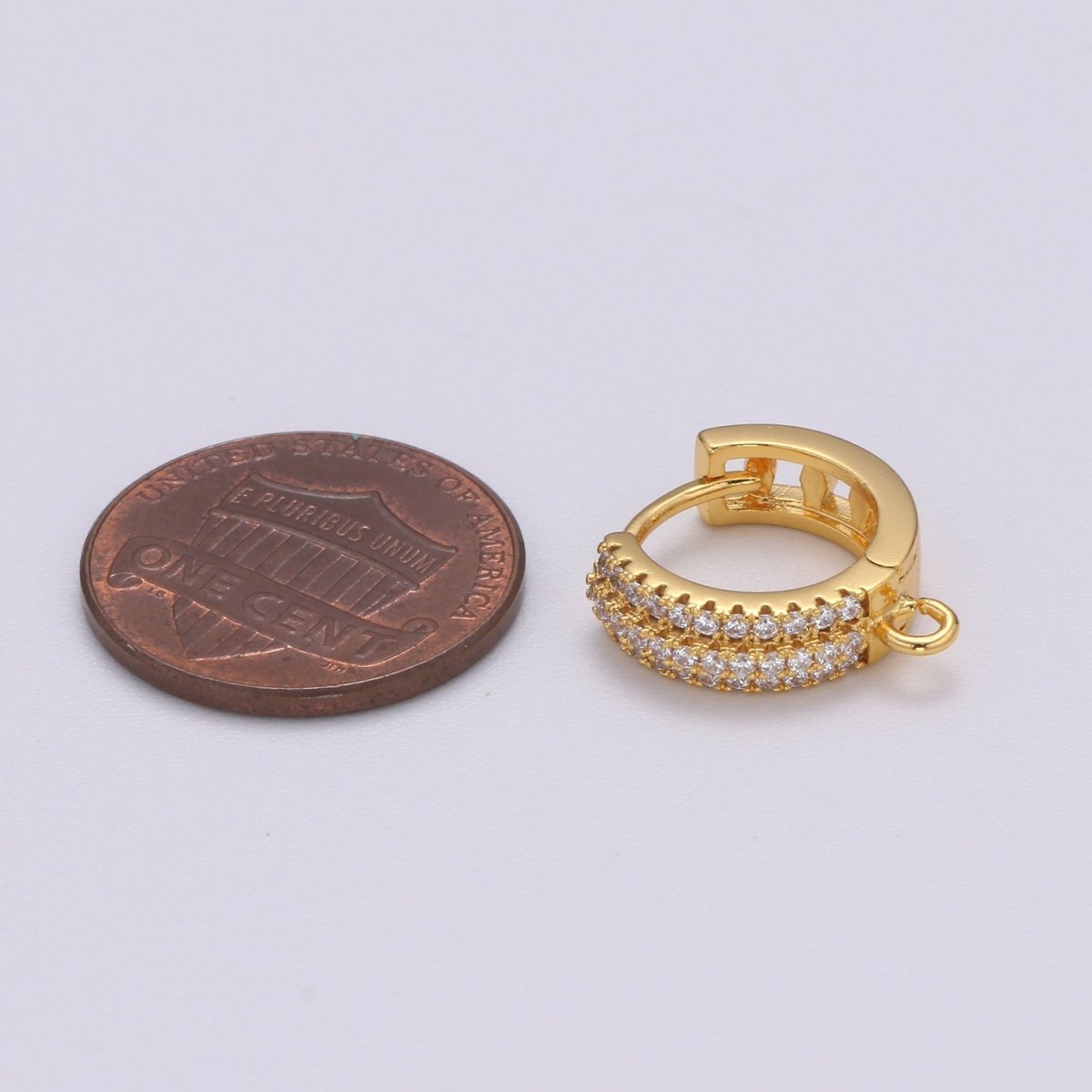Dainty Huggie Earring 24K Gold Filled Cz Micro Pave Hoops with open link for Jewelry Making Supply L-232 - DLUXCA