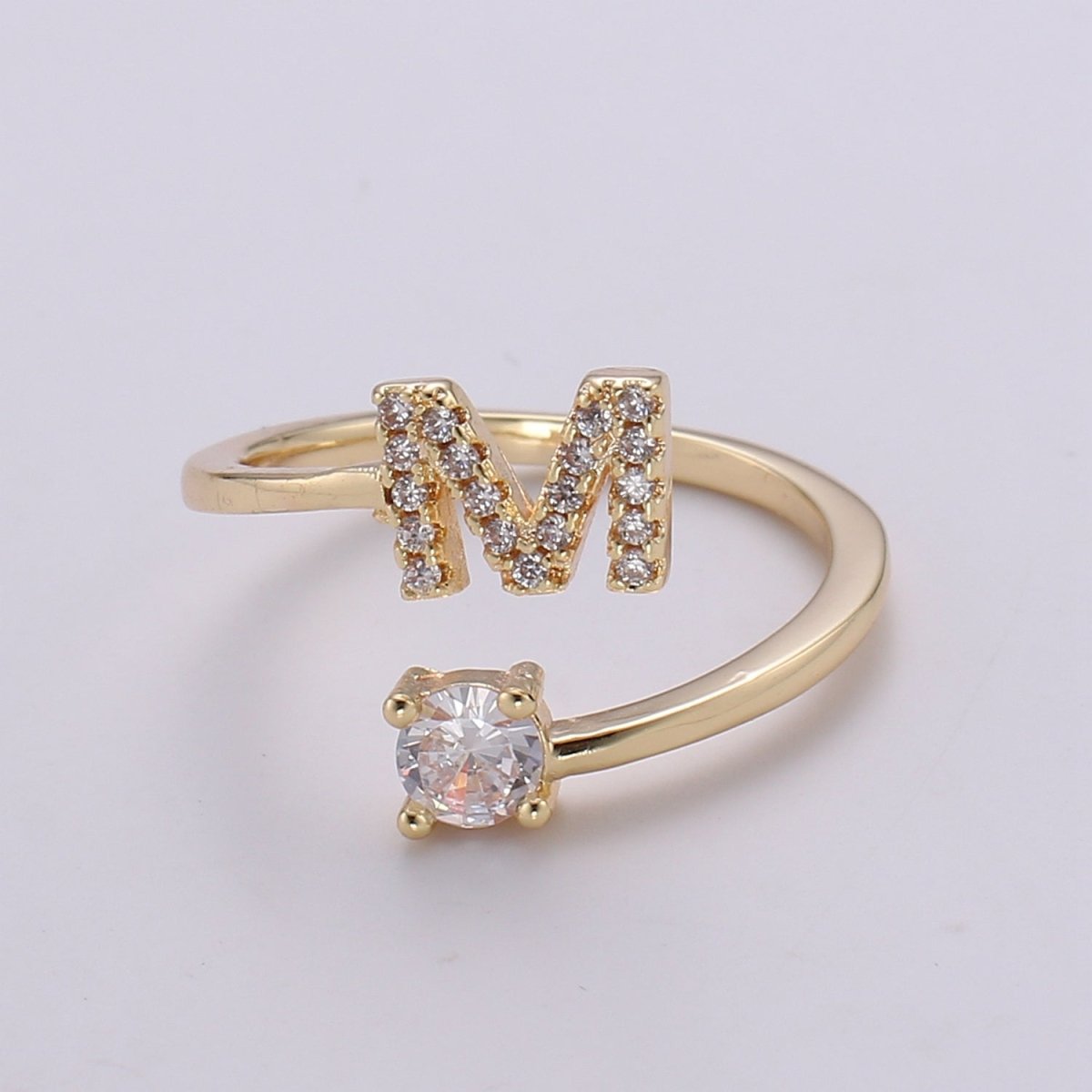 Dainty Initial Ring Gold Letter Ring Minimalist Initial Ring Initial Name Ring Adjustable Initial Cz Ring Personalized Bridesmaid Gift R-370-R-395