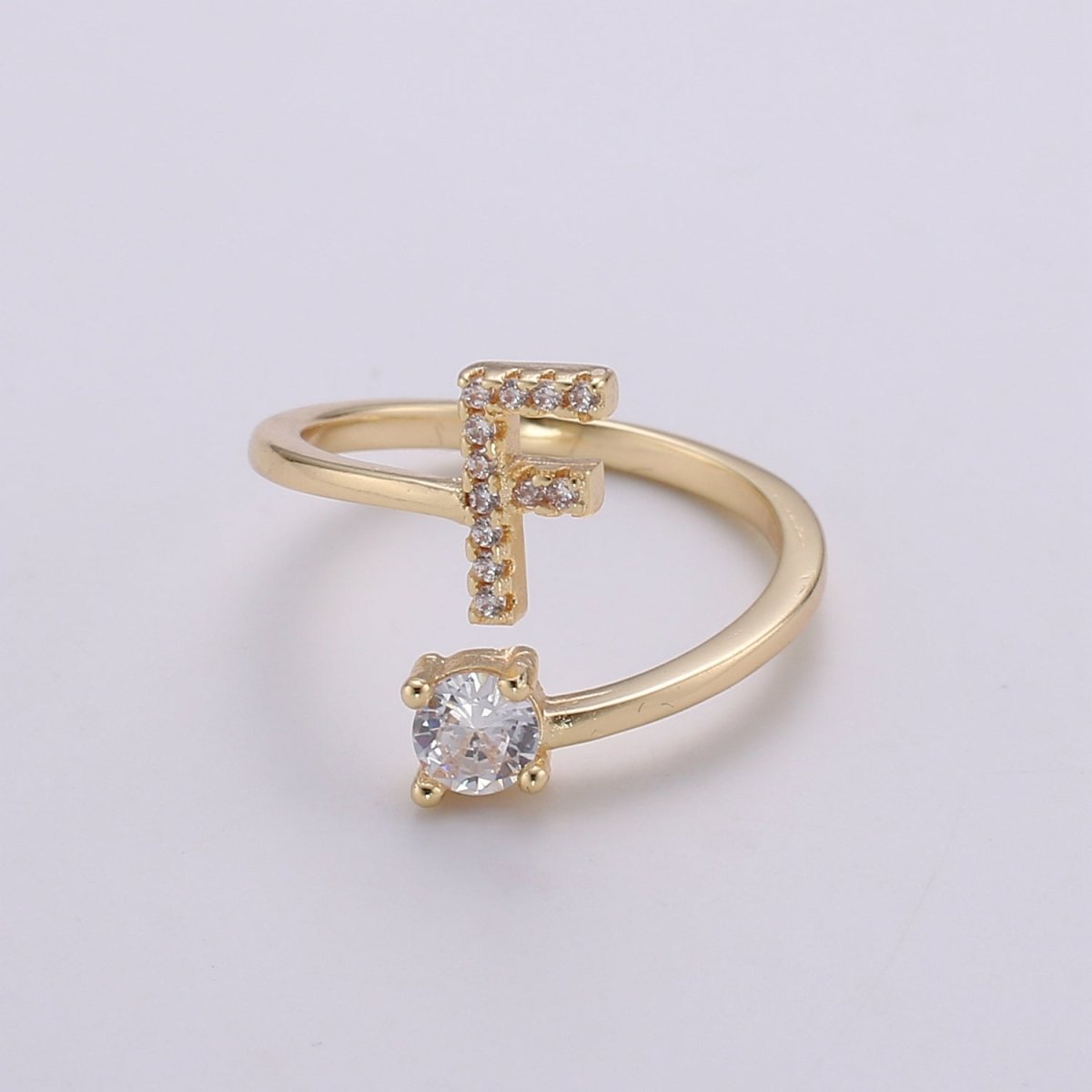 Dainty Initial Ring Gold Letter Ring Minimalist Initial Ring Initial Name Ring Adjustable Initial Cz Ring Personalized Bridesmaid Gift R-370-R-395