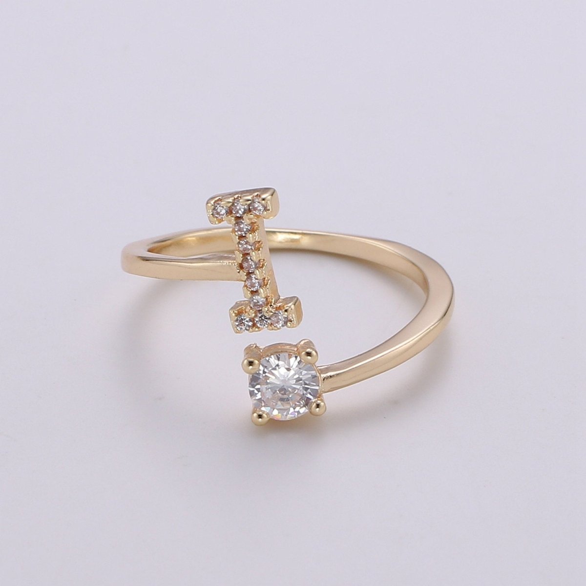Dainty Initial Ring Gold Letter Ring Minimalist Initial Ring Initial Name Ring Adjustable Initial Cz Ring Personalized Bridesmaid Gift R-370-R-395