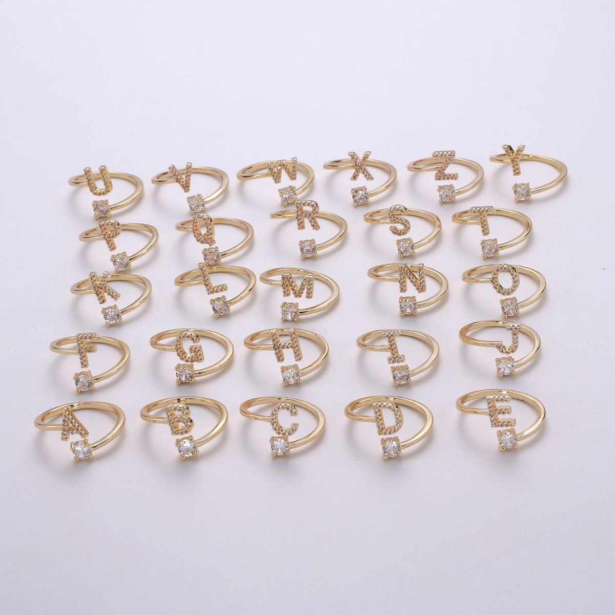 Dainty Initial Ring Gold Letter Ring Minimalist Initial Ring Initial Name Ring Adjustable Initial Cz Ring Personalized Bridesmaid Gift R-370-R-395