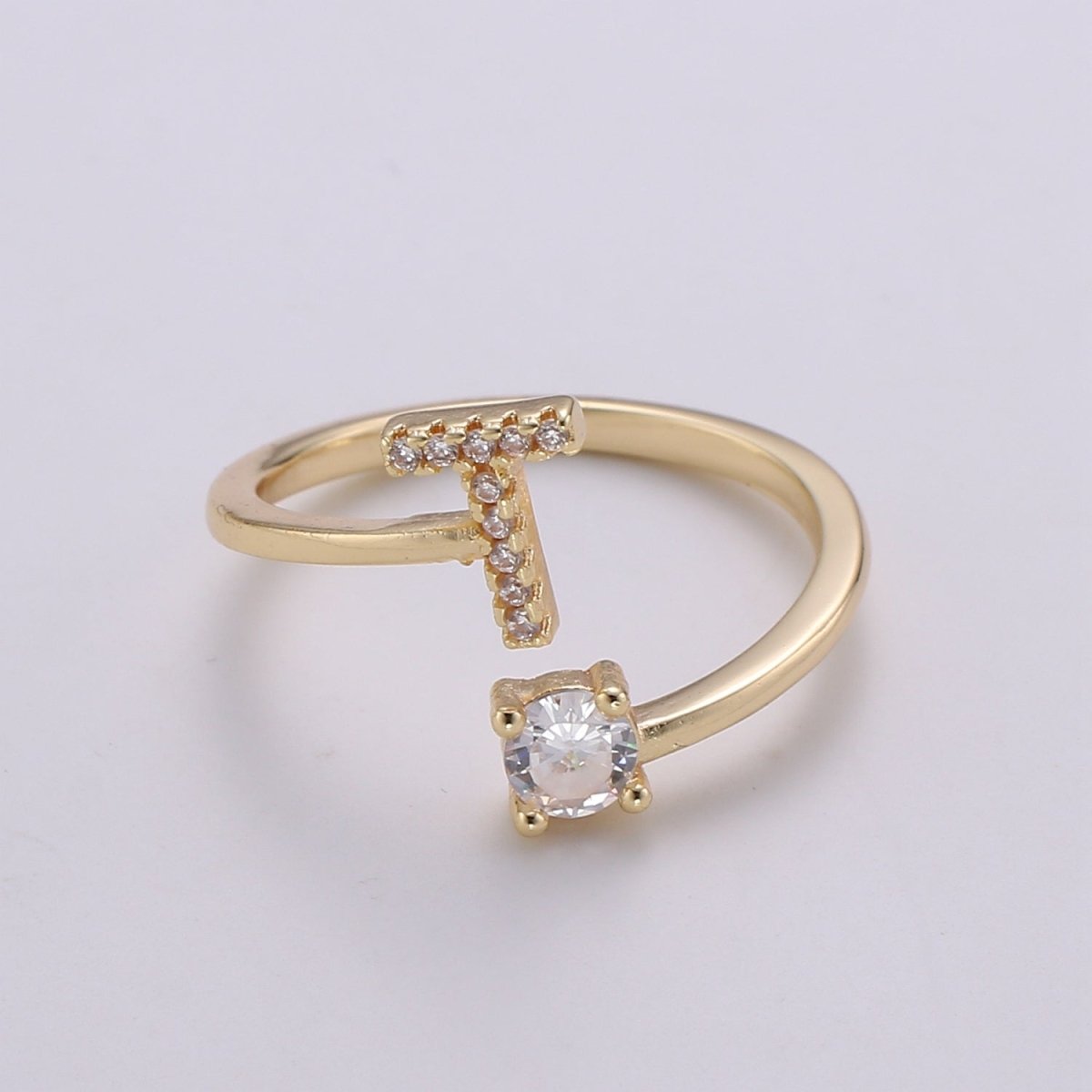 Dainty Initial Ring Gold Letter Ring Minimalist Initial Ring Initial Name Ring Adjustable Initial Cz Ring Personalized Bridesmaid Gift R-370-R-395