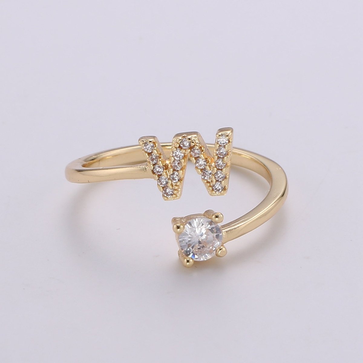 Dainty Initial Ring Gold Letter Ring Minimalist Initial Ring Initial Name Ring Adjustable Initial Cz Ring Personalized Bridesmaid Gift R-370-R-395