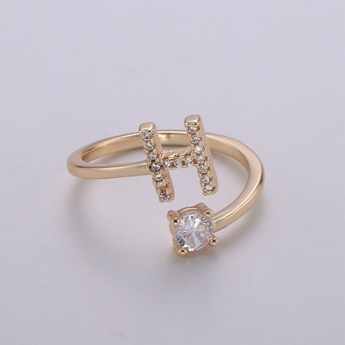 Dainty Initial Ring Gold Letter Ring Minimalist Initial Ring Initial Name Ring Adjustable Initial Cz Ring Personalized Bridesmaid Gift R-370-R-395