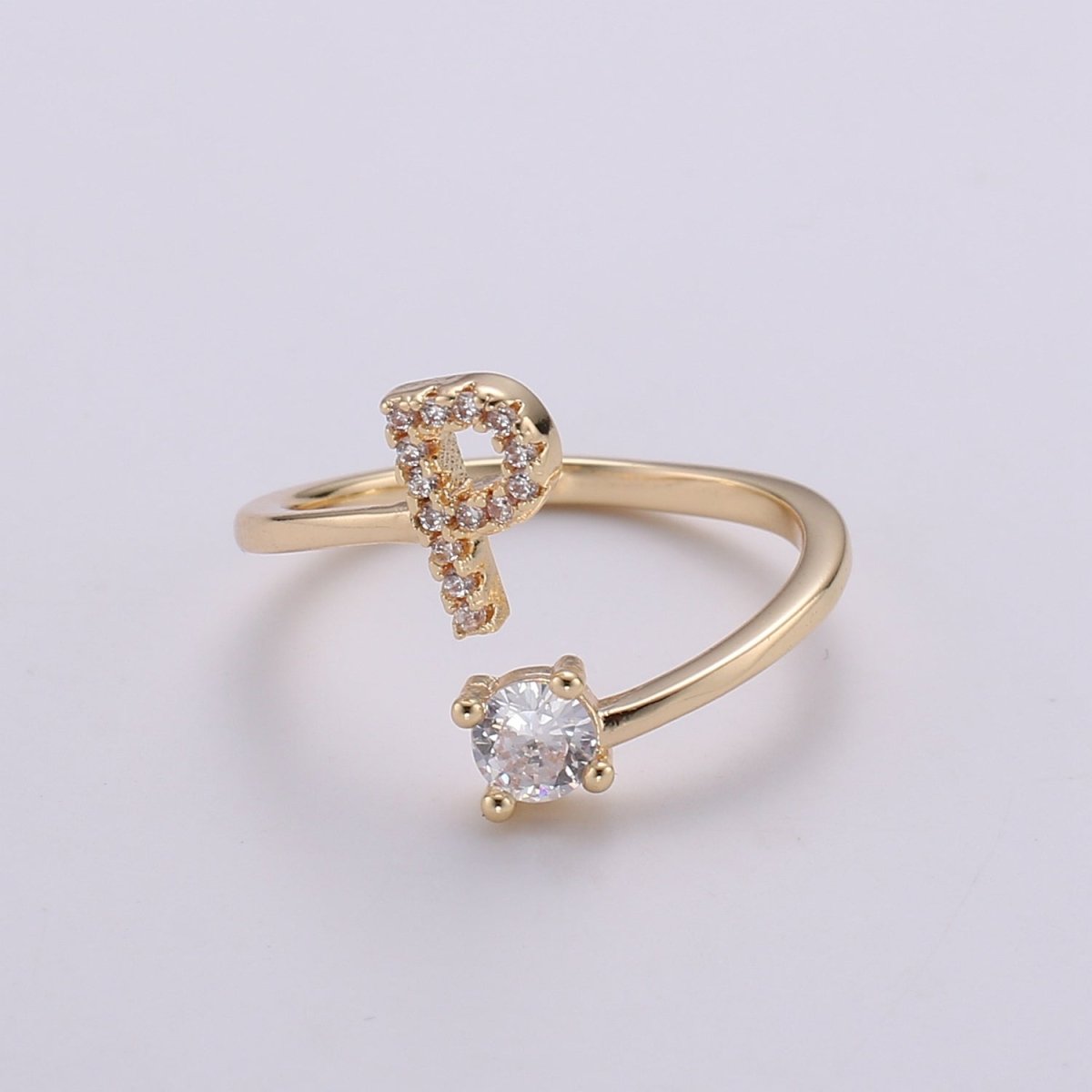 Dainty Initial Ring Gold Letter Ring Minimalist Initial Ring Initial Name Ring Adjustable Initial Cz Ring Personalized Bridesmaid Gift R-370-R-395