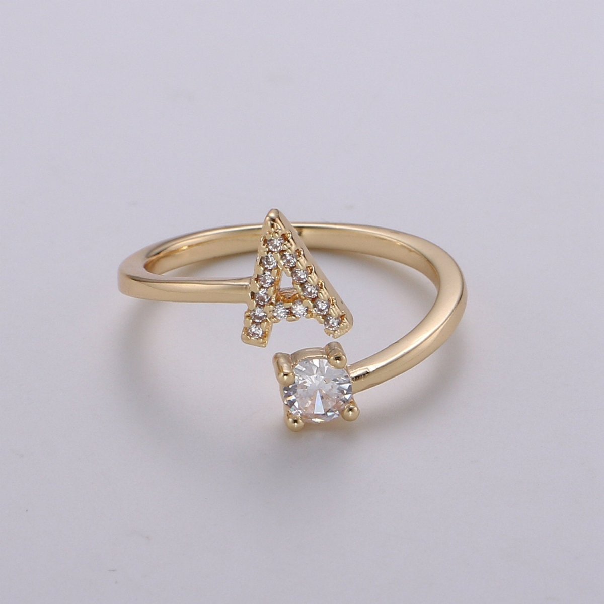 Dainty Initial Ring Gold Letter Ring Minimalist Initial Ring Initial Name Ring Adjustable Initial Cz Ring Personalized Bridesmaid Gift R-370-R-395