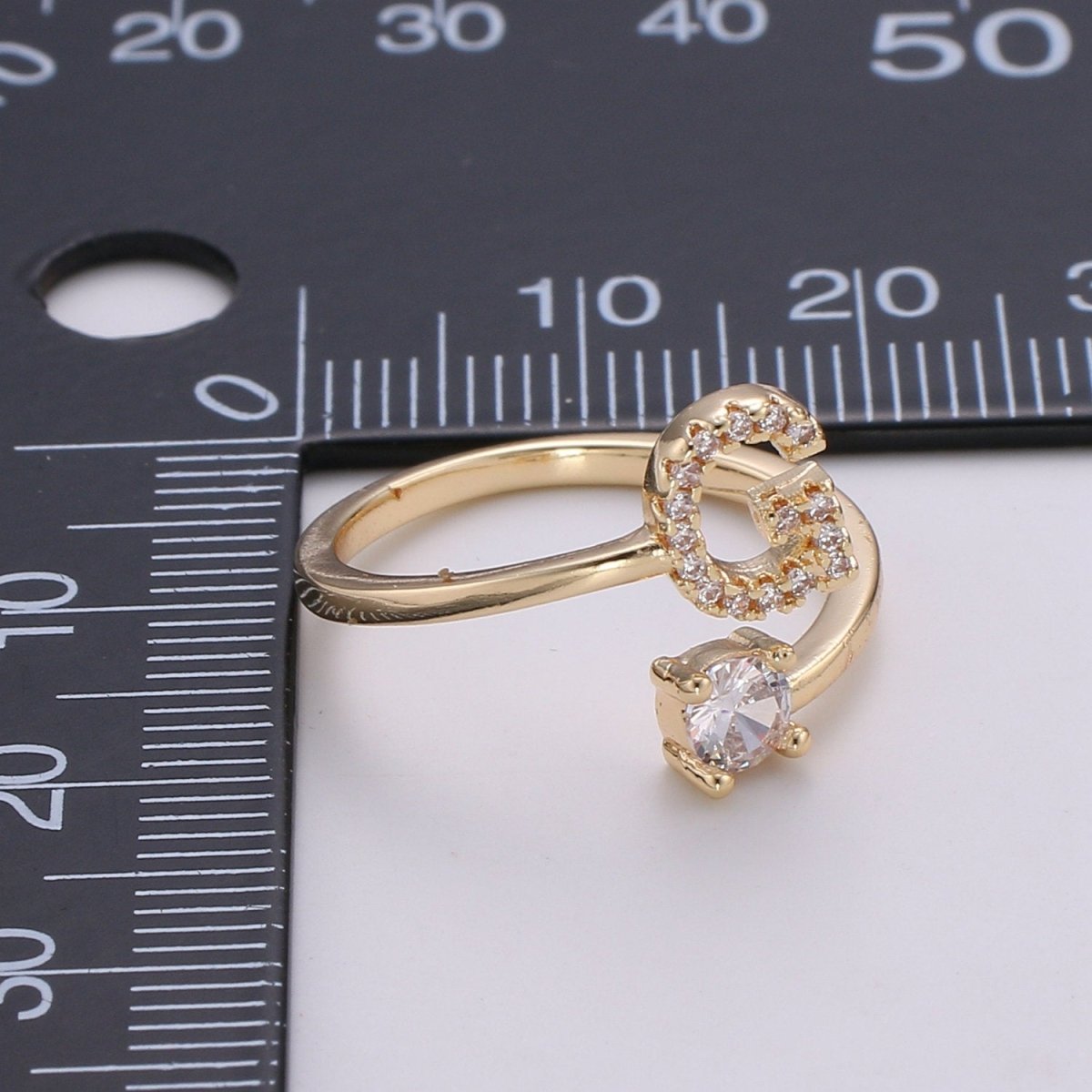 Dainty Initial Ring Gold Letter Ring Minimalist Initial Ring Initial Name Ring Adjustable Initial Cz Ring Personalized Bridesmaid Gift R-370-R-395